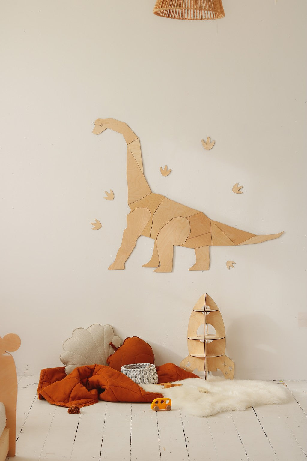 Origami Diplodocus Dinosaur – Wooden Wall Decoration, XL