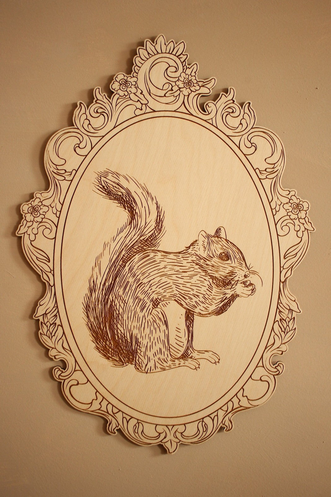 Set of 4 Engraved Forest Animals Pictures with Retro Frame