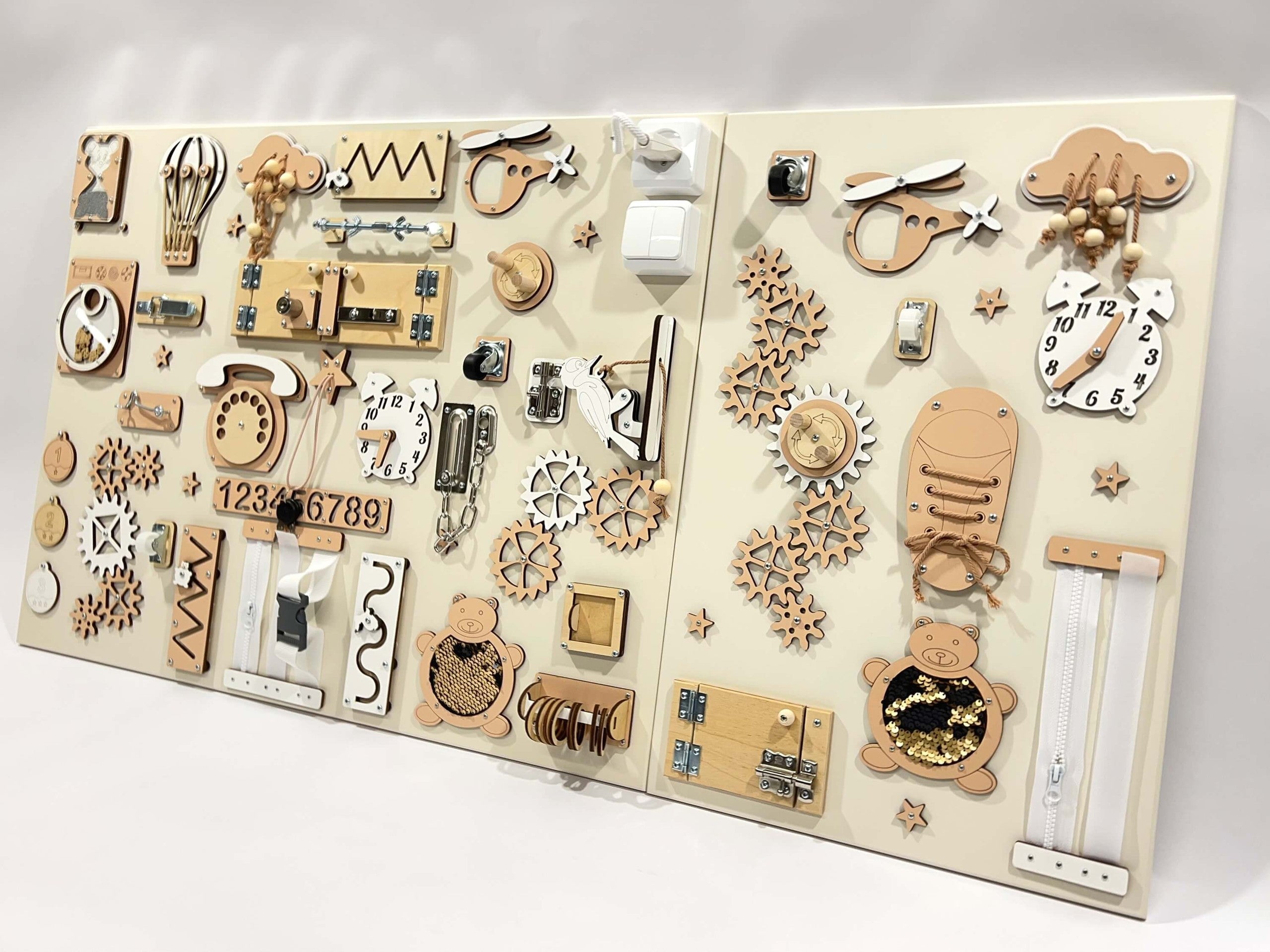 Two-piece wall activity panel (60×80 + 60×39 cm)