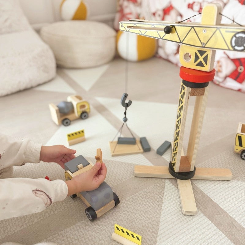 Wooden Construction Site With Vehicles